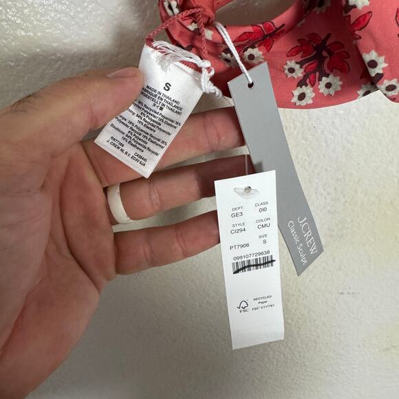 J.Crew Classic Sculpt Sunny Bikini Bottom WMNS S Coral Floral High-Cut Mid Rise - Picture 6 of 9